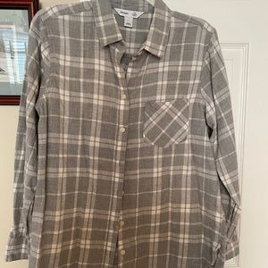 Old Navy Gray Plaid Classic Shirt Sz L